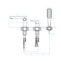 Kuchinox Dima bateria wannowa stojaca 3-otworowa chrom-rys.tech.