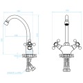 Kuchinox Stilo bateria zlewozmywakowa stojąca mosiądz antyczny- rysunek techniczny