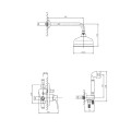 Omnires Art Deco system prysznicowy podtynkowy chrom - rysunek techniczny