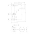 Omnires Armance system prysznicowy natynkowy chrom - rysunek techniczny
