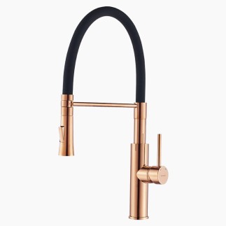 Kuchinox Shire bateria zlewozmywakowa stojąca z wylewką U różowe złoto/czrne