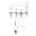 Omnires Fresh bateria wannowa 4-otworowa chrom - rysunek techniczny