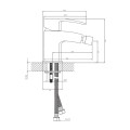 Omnires Murray bateria bidetowa chrom - rysunek techniczny