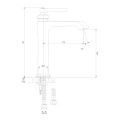 Omnires Armance bateria umywalkowa wysoka chrom - rysunek techniczny