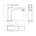 Omnires Parma bateria umywalkowa nikie - rysunek techniczny