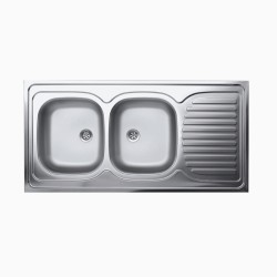 Kuchinox zlewozmywak stalowy nakładany 2 komorowy z ociekaczem gładki inox 60x120x15,5cm
