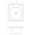 Kuchinox zlewozmywak stalowy nakładany 1 komorowy gładki inox 60x50x16-rys.tech.