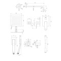 Omnires Parma kompletny system podtynkowy grafit - rysunek techniczny