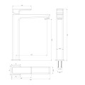 Omnires Parma bateria umywalkowa wysoka chrom/biały - rysunek techniczny