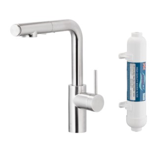 Kfa Duero Pure Basic bateria zlewozmywakowa z filtracją wody oraz wyciąganą wylewką inox