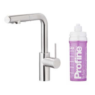 Kfa Duero Pure Basic bateria zlewozmywakowa z filtracją wody oraz wyciąganą wylewką inox