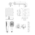 Omnires Parma termostatyczny system prysznicowy podtynkowy chrom/biały - rysunek techniczny