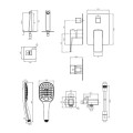 Omnires Parma system wannowy podtynkowy chrom - rysunek techniczny