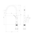 Omnires Tula bateria zlewozmywakowa chrom - rysunek techniczny