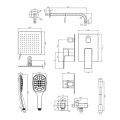 Omnires Parma system prysznicowy podtynkowy chrom/biały - rysunek techniczny