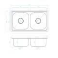 Kuchinox Stanard zlew stalowy wpuszczany 2 komorowy len rys.tech.