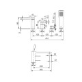Omnires Slide bateria wannowa 4-otworowa grafit - rysunek techniczny