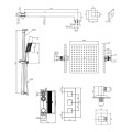 Omnires Fresh system prysznicowy podtynkowy chrom - rysunek techniczny