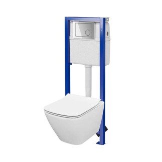 Cersanit City Square zestaw podtynkowy Economy + miska wc + deska + przycisk chrom