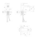 Omnires Apure bateria bidetowa chrom - rysunek techniczny