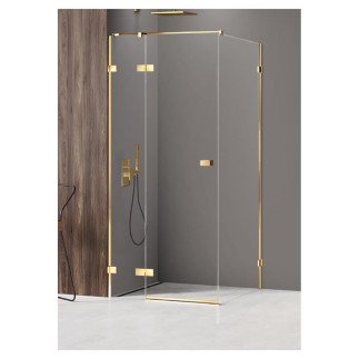 New Trendy Avexa kabina prostokątna gold shine lewa 100x80x200 cm