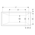Geberit Selnova square wanna prostokątna 150x 70 cm