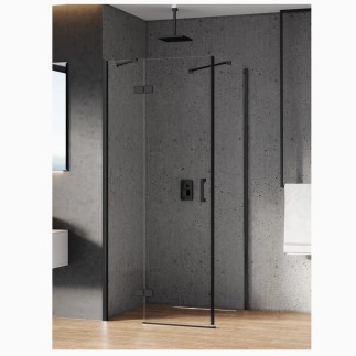 New Trendy New Renoma kabina prostokątna lewa black 100x90x195 cm