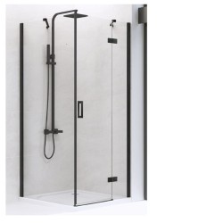 New Trendy kabina New Renoma black prostokątna prawa 100x80x195 cm