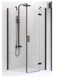 New Trendy kabina New Renoma black prostokątna prawa 100x80x195 cm