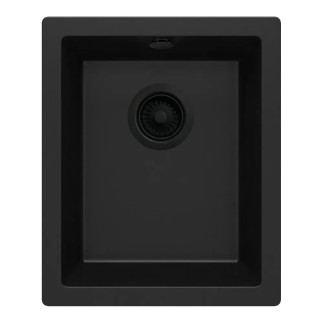 Deante Corda zlewozmywak granitowy jednokomorowy podwieszany 46x38 nero + osprzęt