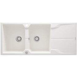 Deante Andante zlewozmywak granitowy 2-komorowy z ociekaczem 116x50 alabaster.