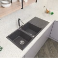 Deante Andante zlewozmywak granitowy 2-komorowy z ociekaczem 116x50 alabaster.