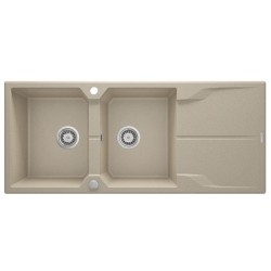 Deante Andante zlewozmywak granitowy 2-komorowy z ociekaczem 116x50 piasek.