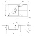 Deante Andante Flush zlewozmywak granitowy 1-komorowy z ociekaczem  na równi z blatem 78x49 antracy