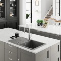 Deante Andante Flush zlewozmywak granitowy 1-komorowy z ociekaczem  na równi z blatem 78x49 antracy