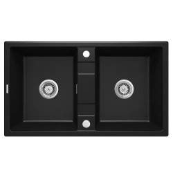 Deante Eridan zlewozmywak granitowy 2-komorowy 86x50 nero.