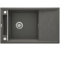Deante Magnetic zlewozmywak granitowy magnetyczny 1-komorowy z ociekaczem 82x50 antracyt metalik.