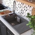 Deante Magnetic zlewozmywak granitowy magnetyczny 1-komorowy z ociekaczem 82x50 antracyt metalik.