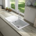 Deante Evora zlewozmywak granitowy 1-komorowy z ociekaczem 59x44 alabaster.