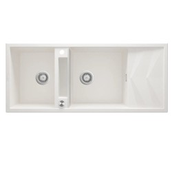 Deante Magnetic zlewozmywak granitowy magnetyczny 2-komorowy z ociekaczem 116x50 alabaster.
