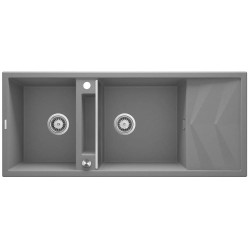 Deante Magnetic zlewozmywak granitowy magnetyczny 2-komorowy z ociekaczem 116x50 szary metalik.