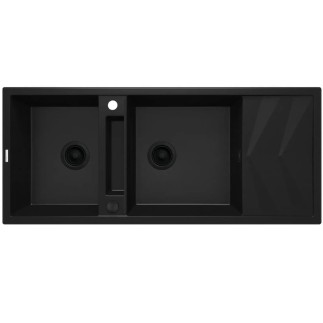 Deante Magnetic zlewozmywak granitowy magnetyczny 2-komorowy z ociekaczem 116x50 nero