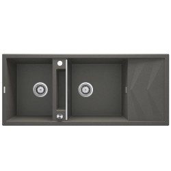 Deante Magnetic zlewozmywak granitowy magnetyczny 2-komorowy z ociekaczem 116x50 antracyt metalik.