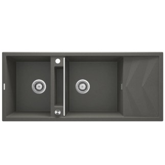 Deante Magnetic zlewozmywak granitowy magnetyczny 2-komorowy z ociekaczem 116x50 antracyt metalik