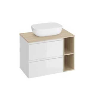 Cersanit Moduo set B686 szafka 80cm + umywalka prostokątną biały/dąb
