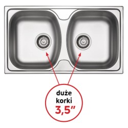 Deante Techno zlewozmywak stalowy 2-komorowy 79,0x44,0x13,0 cm dekor.