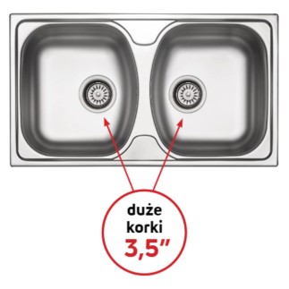 Deante Techno zlewozmywak stalowy 2-komorowy 79,0x44,0x13,0 cm dekor
