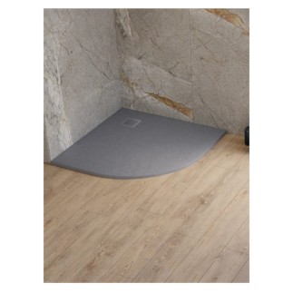 New Trendy Brodzik Konglomeratowy Półokrągły Szary R55 90X90X3cm