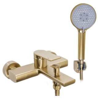 Rea Verso bateria wannowa z zestawem natryskowym złoto szczotkowane