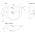 Defra Roberto umywalka 50x41cm - rys. techniczny